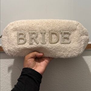 Cream Bride Clutch with Pearl Accents